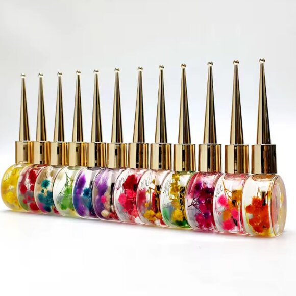 Organic Cuticle Oil w/ Real Dried Flowers - 12 Fruit Scents 14ml 🔥 NEW - Picture 4 of 7